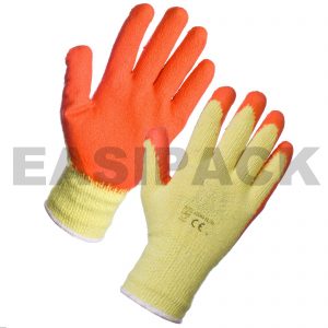 Latex Palm Coated Warehouse Work Gloves - LARGE (SIZE 9) - ORANGE