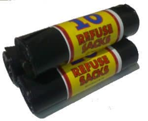 Extra Heavy Duty RM10 Black Refuse Sacks on a roll (180G - 18"x29"x39")
