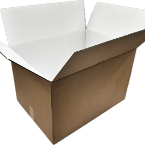 Cardboard Boxes Single Wall Cartons - 600x430x390mm (23.5x17x15.3") - WHITE INSIDE/BROWN OUTSIDE 200KWT